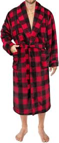 img 4 attached to 🛀 PAVILIA Buffalo Plaid Flannel Bathrobe with Pockets for Men