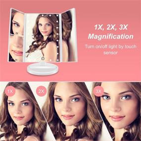 img 3 attached to 💡 Illuminate Your Beauty Routine with the COSMIRROR Lighted Makeup Mirror: Trifold Vanity Mirror, 21 LED Lights, Multiple Magnifications, 180° Rotation, Dual Power Supply (White)