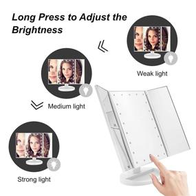 img 1 attached to 💡 Illuminate Your Beauty Routine with the COSMIRROR Lighted Makeup Mirror: Trifold Vanity Mirror, 21 LED Lights, Multiple Magnifications, 180° Rotation, Dual Power Supply (White)