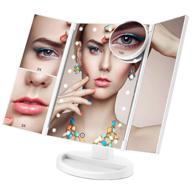 💡 illuminate your beauty routine with the cosmirror lighted makeup mirror: trifold vanity mirror, 21 led lights, multiple magnifications, 180° rotation, dual power supply (white) logo