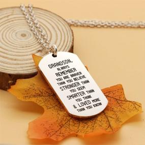 img 1 attached to 🐾 Lauhonmin Dog Tag Necklace - Inspirational Gifts for Men, Boys, and Grandsons, from Grandparents - You are Braver, Stronger, and Smarter than You Think