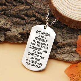 img 3 attached to 🐾 Lauhonmin Dog Tag Necklace - Inspirational Gifts for Men, Boys, and Grandsons, from Grandparents - You are Braver, Stronger, and Smarter than You Think