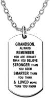 🐾 lauhonmin dog tag necklace - inspirational gifts for men, boys, and grandsons, from grandparents - you are braver, stronger, and smarter than you think logo