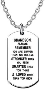 img 4 attached to 🐾 Lauhonmin Dog Tag Necklace - Inspirational Gifts for Men, Boys, and Grandsons, from Grandparents - You are Braver, Stronger, and Smarter than You Think