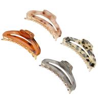 🍌 tortoise banana barrettes: fashion-forward celluloid french design with leopard print - set of 4 packs for women and girls logo