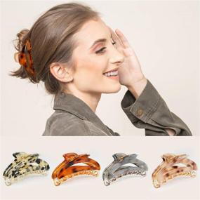 img 3 attached to 🍌 Tortoise Banana Barrettes: Fashion-Forward Celluloid French Design with Leopard Print - Set of 4 Packs for Women and Girls