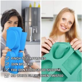 img 2 attached to 🧼 Versatile and Fun 2-Piece SJ Silicone Soap Molds Set for Kids - Non-Stick & BPA Free - 12 Patterns - Rectangle & Oval Shapes (Blue & Mint Green)