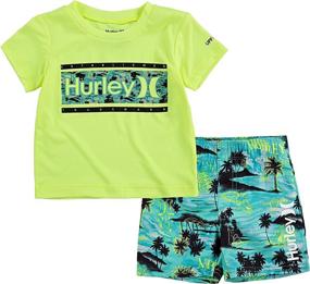 img 2 attached to Modern and Trendy: Hurley Black Shark 2 Piece Outfit for Boys – A Perfect Swimwear and Clothing Combo!
