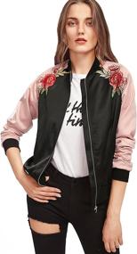 img 4 attached to Floerns Womens Casual Embroidered Floral Women's Clothing and Coats, Jackets & Vests