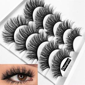 img 4 attached to Outopen 3D Mink False Eyelashes Full Strips – Thick Cross Long Lashes for Wispy Fluffy Eye Makeup – Set of 5 Pairs