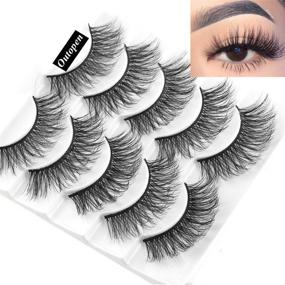 img 3 attached to Outopen 3D Mink False Eyelashes Full Strips – Thick Cross Long Lashes for Wispy Fluffy Eye Makeup – Set of 5 Pairs