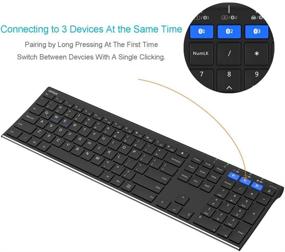 img 3 attached to 💻 Артек Беспроводная клавиатура Multi-Device Bluetooth - Полноразмерная беспроводная клавиатура для Windows, iOS, Android - Аккумулятор с возможностью зарядки - Нержавеющая сталь - Совместимость с настольными компьютерами, ноутбуками, планшетами и смартфонами.