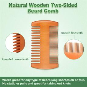 img 2 attached to Natural Sandalwood Wooden Beard Comb Set with Dual-Action Teeth and Pocket Faux Leather Case - 3-Piece Kit for Mustaches and Beards (Yellow)