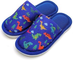 img 4 attached to MEMON Boys' Cartoon Dinosaur Slippers - ME2105 Dino1 Purple, Size 9 - Shoes and Slippers