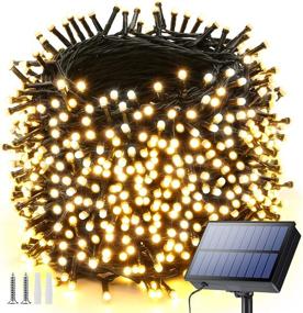 img 4 attached to 🌟 121ft Solar String Lights with 350 LED, 8 Modes, Waterproof Fairy Lights for Christmas, Patio, Garden, Party, Holiday Decorations - Warm White