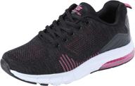 👟 goertek women's air walking running shoes - lightweight breathable cushion athletic gym tennis sneakers (us size 5-10, black/light grey/dark grey) logo