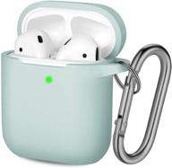 🔵 мягкий силиконовый защитный чехол для футляра airpods - hamile, видимый передний светодиод, совместим с airpods 2/1, с карабином для ключей, подходит для мужчин, женщин, девочек, мальчиков - аква. логотип