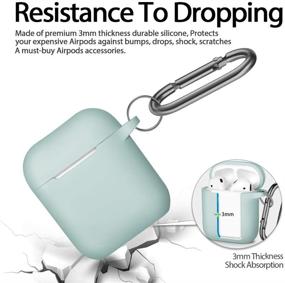 img 1 attached to 🔵 Soft Silicone Protective Cover for AirPods Case - Hamile, Front LED Visible, Compatible with AirPods 2/1, with Keychain Accessories, Suitable for Men, Women, Girls, Boys - Aqua
