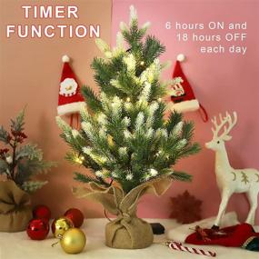 img 1 attached to Enhance Your Xmas Decor with Fristmas 24” Tabletop Christmas Tree: Pre-lit 🎄 Flocked Mini Pine Tree with Lights, Battery Operated Illuminated Artificial Tree for Home Decoration
