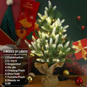 img 3 attached to Enhance Your Xmas Decor with Fristmas 24” Tabletop Christmas Tree: Pre-lit 🎄 Flocked Mini Pine Tree with Lights, Battery Operated Illuminated Artificial Tree for Home Decoration