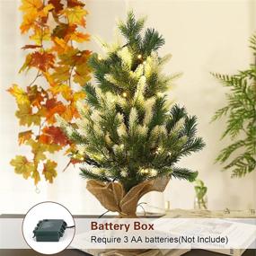 img 2 attached to Enhance Your Xmas Decor with Fristmas 24” Tabletop Christmas Tree: Pre-lit 🎄 Flocked Mini Pine Tree with Lights, Battery Operated Illuminated Artificial Tree for Home Decoration