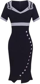 img 3 attached to 👗 HOMEYEE Women's UB220 Elegant Sweetheart Neck High Waist Career Dress: A Timeless and Sophisticated Choice for Professional Women