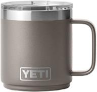 🍵 stainless steel yeti rambler 10 oz stackable mug - vacuum insulated, standard lid included - sharptail taupe logo