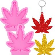 🍁 maple leaf silicone molds – 2 pcs | leaves shaped keychain molds for chocolate candy, clay, and diy crafting | includes 10 key rings with chain | perfect for baking, cake decorating, and topper decoration | vibrant pink logo