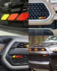 img 1 attached to 🟠 GLAAPER Tri-color Grille Badge Emblem for Toyo ta Tacoma 4Runner Tundra Sequoia Rav4 Highlander in GLA Red Orange Yellow