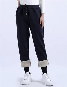 img 3 attached to 👖 Womens Fleece-Lined Sherpa Active Jogger Sweatpants - Yeokou Warm Winter Running Pants