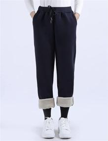 img 2 attached to 👖 Womens Fleece-Lined Sherpa Active Jogger Sweatpants - Yeokou Warm Winter Running Pants