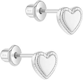 img 3 attached to Adorable 925 Sterling Silver Heart Shaped Screw Back Earrings for 💖 Baby, Toddler & Young Girl - Perfect for Playful and Formal Days