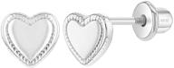 adorable 925 sterling silver heart shaped screw back earrings for 💖 baby, toddler & young girl - perfect for playful and formal days logo