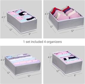 img 3 attached to ManGotree Underwear Drawer Organizer: Collapsible Divider Box for Storing Bra, Socks, Ties, and Scarves (4 Pack)