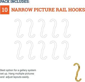 img 1 attached to 🖼️ Narrow Picture Rail Hooks in Elegant Brass Finish - 10 Pack - Ideal Molding Hooks