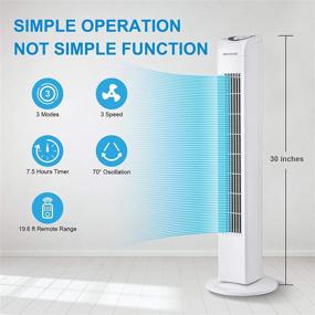 img 3 attached to 30-Inch Bladeless Tower Fan - Free Village JTF-03R: Portable Tower Fan with Remote, 7.5 Hours Timer, 70° Oscillation, Compact Size, 3 Modes, 3 Speed Settings - Safe for Kids and Pets, White