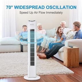 img 2 attached to 30-Inch Bladeless Tower Fan - Free Village JTF-03R: Portable Tower Fan with Remote, 7.5 Hours Timer, 70° Oscillation, Compact Size, 3 Modes, 3 Speed Settings - Safe for Kids and Pets, White