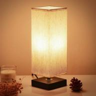 enhance your space with soilsiu bedside table lamp: solid wood with 3 color 🌟 options, modern fabric shade, and led bulb included for living room, kids room, college dorm, office logo
