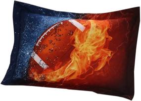 img 1 attached to 🏈 Full/Queen Microfiber Football Bedding Set for Boys, Girls, and Teens - Reversible Color Design - SDIII 3PC America Sport Duvet Cover Set