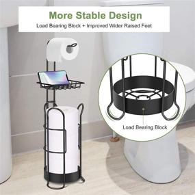 img 3 attached to 🧻 LEHOM Toilet Paper Roll Holder Stand - Free Standing Bathroom Tissue Dispenser with Shelf and Storage for 3 Mega Rolls, Matte Black