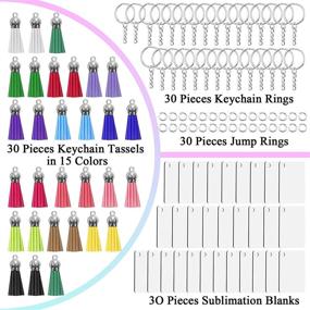 img 2 attached to 🔑 Premium Sublimation Keychain Blanks Bulk Kit: Tuceyea 120Pcs Set with Rectangle Sublimation Blanks, Tassels, Rings, and Jump Rings for DIY Crafting