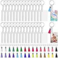 🔑 premium sublimation keychain blanks bulk kit: tuceyea 120pcs set with rectangle sublimation blanks, tassels, rings, and jump rings for diy crafting logo