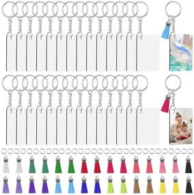 img 4 attached to 🔑 Premium Sublimation Keychain Blanks Bulk Kit: Tuceyea 120Pcs Set with Rectangle Sublimation Blanks, Tassels, Rings, and Jump Rings for DIY Crafting
