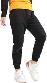 img 3 attached to Boys' Black Elastic Waist Cotton Sweatpants with Drawstring, Jogger Style Track Pants with Pockets - Suitable for 7T and 8T Years Boys' Clothing in Pants