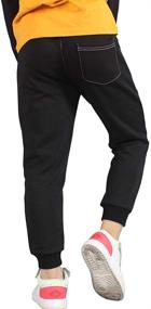 img 1 attached to Boys' Black Elastic Waist Cotton Sweatpants with Drawstring, Jogger Style Track Pants with Pockets - Suitable for 7T and 8T Years Boys' Clothing in Pants