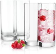 premium joyjolt stella highball glasses: set of 4 lead-free crystal barware collins tumblers - perfect for water, juice, beer, and cocktails (14.2-ounces) logo