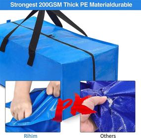 img 3 attached to 📦 Rihim Blue Storage Totes Pack of 4 - Heavy Duty Extra Large Moving Bags with Handles and Zippers for Dorm College, Space Saving and Storage Supplies