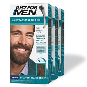 img 4 attached to 🧔 Just For Men Mustache & Beard, Beard Coloring for Gray Hair with Brush – Easy Application, Biotin, Aloe & Coconut Oil for Healthy Facial Hair - Medium-Dark Brown, M-40, 3 Pack
