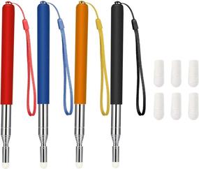 img 4 attached to 📏 Enhance Classroom Teaching with 4-pc Retractable Teacher Pointer Set, 6 Extra Felt Nibs, and Extendable Design (39 Inches)