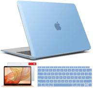 💼 чехол ibenzer для macbook air 13 дюймов m1 a2337 a2179 a1932, жесткий чехол + клавиатурный чехол + экранная пленка для apple macbook air 13 с дисплеем retina и touch id (2018-2021), airy blue, at13arbl+2. логотип